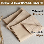 Native Fab Cotton Cloth Napkins, 18 x 18 inch, Set of 12, Hemstitch Tailored Corners, Soft, Absorbent, Washable Fabric, Table Napkins for Fall, Thanksgiving, Holiday, Dinner, and Everyday Use - Beige - Image 4