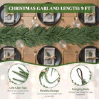 Alupssuc 9FT Christmas Garland, Artificial Real Touch Norfolk Pine Garland - Image 2