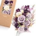 Ling's moment Purple Artificial Wedding Flowers Deluxe Combo, Lilac & Cream by LingsMoment