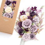 Ling's moment Purple Artificial Wedding Flowers Deluxe Combo, Lilac & Cream by LingsMoment