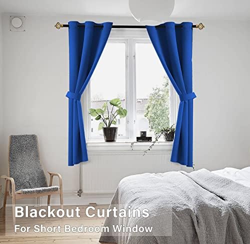 KOUFALL Blue Christmas Short Curtains for Living Room Kitchen Window,Blackout Kids Curtains for Bedroom 2 Panel Set,42 by 54 Inch Length - Image 2