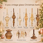 Sotiff 6 Pcs Mercury Glass Christmas Ornaments, Vintage Finial Decorations - Image 4