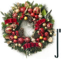 Valery Madelyn 30" Pre-Lit Large Christmas Wreath for Front Door Red Gold by ValeryMadelyn
