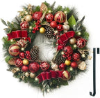 Valery Madelyn 30" Pre-Lit Large Christmas Wreath for Front Door Red Gold by ValeryMadelyn