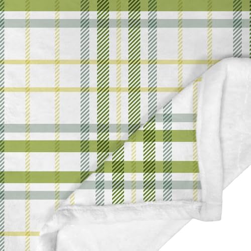 JAWO Buffalo Plaid Check Throw Blanket, Plaid Pattern Pastel Light St Patrick Theme Green Checkered Gingham Cozy Bed Couch Blanket, Soft Comfy Fleece Flannel Throws Blankets Livingroom Bedroom Decor - Image 7