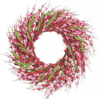idyllic 22 Inch Spring Pink Forsythia Wreath, Valentine's Day Floral Decor with Red Pink Blooms for Front Door Mantel Table Wall Window Indoor Wedding Anniversary Dinner Decor by idyllic