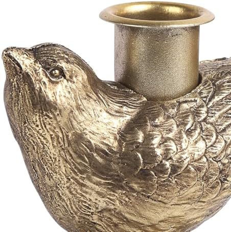 NIKKY HOME Vintage Gold Taper Candle Holders Set of 2, Bird Figurine Decor - Image 4