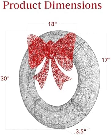Best Choice Products 30in Pre-Lit Outdoor Christmas Wreath Decoration, LED Metal Holiday Decor for Home w/ 100 Lights, Bow - Silver/Red - Image 7