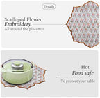 CPC Labra Grey Block Print Cotton Floral Placemat 15x15 Inch, Set of 4 - Image 4