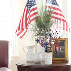 Uieke 4th of July Decorations 6PCS Artificial Patriotic Floral Picks with Vase, Artificial Berry Stem Picks Star Shaped for Independence Day Red White Blue Decor for Home Office Wedding Centerpieces - Image 6