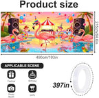 ANNA QUEEN 7x16 ft Garage Door Banner,Reusable Large Outdoor Backdrop for Tropical,Patriotic,Graduation and Christmas Party Decorations (Pink Flamingos) - Image 2