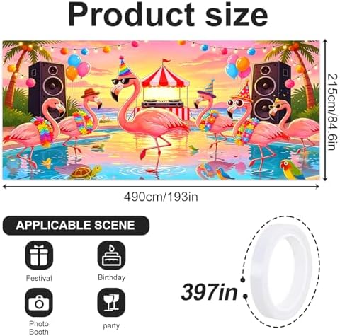 ANNA QUEEN 7x16 ft Garage Door Banner,Reusable Large Outdoor Backdrop for Tropical,Patriotic,Graduation and Christmas Party Decorations (Pink Flamingos) - Image 2