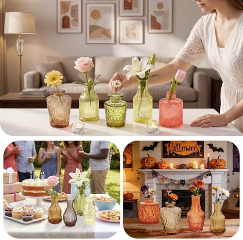Glass Bud Vases in Bulk Small Mini Colorful Colored Vase for Flowers 17pc - Image 2