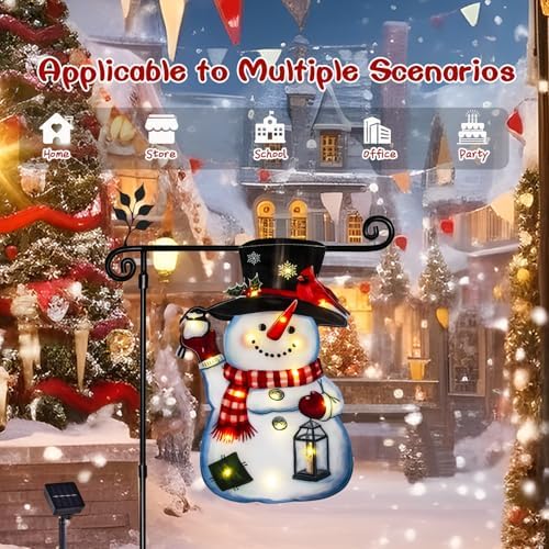 Lighted Christmas Garden Flag, 8 Modes Double Sided Solar Christmas Decorations Outdoor LED Navidad Flag, Yard Decorations for Xmas Patio Lawn Porch (White, 12x18) - Image 5