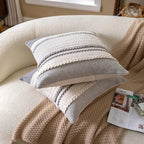 Cethom Boho Throw Pillow Covers 20x20 Inch Set of 2, Grey Textured Decorative Couch Pillow Cases for Farmhouse Home Decor, Accent Cushion Cover for Sofa, Bed, Living Room, Bedroom - Image 3