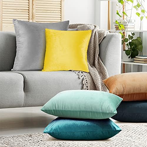 Nestl Throw Pillow Covers, Cozy Velvet Decorative Autumn Pillow Covers 22 x 22 Inches, Soft Solid Couch Pillow Covers for Sofa, Bed and Car, Set of 2 - Aqua Light Blue - Image 7