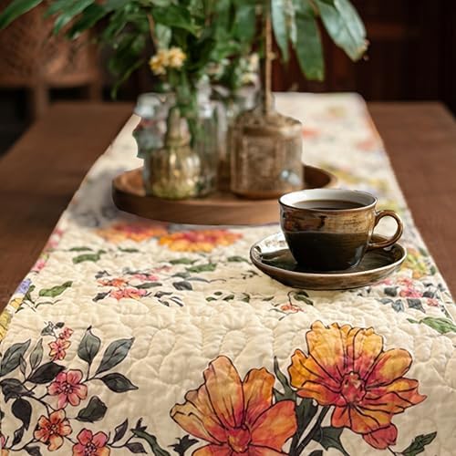 Reversible Patchwork Floral Quilted Table Runner, 13 x 72 Inch - Image 5