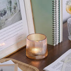 DARJEN Gold Ribbed Tealight Votive Candle Holders Set of 10 - Image 4