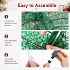Baquler 24 Inch Pre-lit Christmas Wreath Outdoor Metal with Red Green LED - Image 4