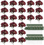 24 Bundles Burgundy Peonies Artificial Flowers for Centerpieces by Nagobi