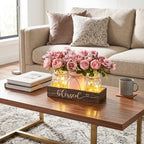3 Pcs Mason Jar Table Centerpieces for Dining Room with Wood Tray&Led Light - Image 6