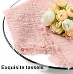 TURSTIN 24 Pieces Cotton Linen Cloth Napkin Handmade Cloth Napkin with Fringe 17 x 17 Inch Soft Cloth Dinner Wedding Napkin Square Rustic Fringe Table Napkin for Dinners, Parties, Weddings, Dusty Pink - Image 5