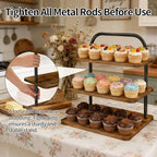 Cupcake Stand, 3 Tier Large Cupcake Stand Rustic Stepped Cupcake Display Stand Square Wood Dessert Table Display Set Cupcake Tower Tiered Tray Stand for Wedding Birthday Graduation - Image 6