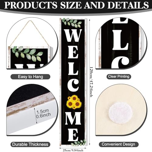 DoubleFill Welcome Sign for Front Door Porch Standing, 47 x 9.8 Inch - Image 2