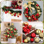 Lunmon 64 Pcs Red and Gold Christmas Ball Ornaments Glitter Xmas Bulbs - Image 6