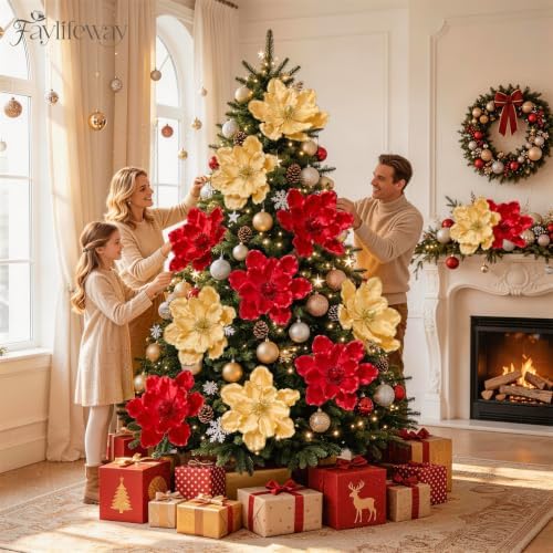 8PCS Large Christmas Magnolia Flowers for Christmas Tree Wreath - Image 3
