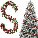 12ft Red Green Christmas Ball Garland Ornaments, Xmas Bauble Tree Garland by LFUTARI