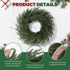 26" Christmas Norfolk Pine Wreath for Front Door (2, Wreath) - Image 2