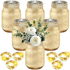 Layhit 6Pcs Painted Mason Jars Centerpiece with LED Fairy Light, Gold by ShungLan