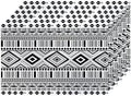 Shrahala White Boho Triangle Set of 6 12 X 18 Inch Linen Placemats, Black Geometric Bohemian Burlap Table Mat Washable Double Layered Heat Insulation for Indoor/Outdoor by Shrahala