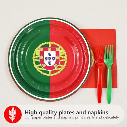 96 Pcs Portugal Flag Themed Party Decorations, Serves 24 - Image 2