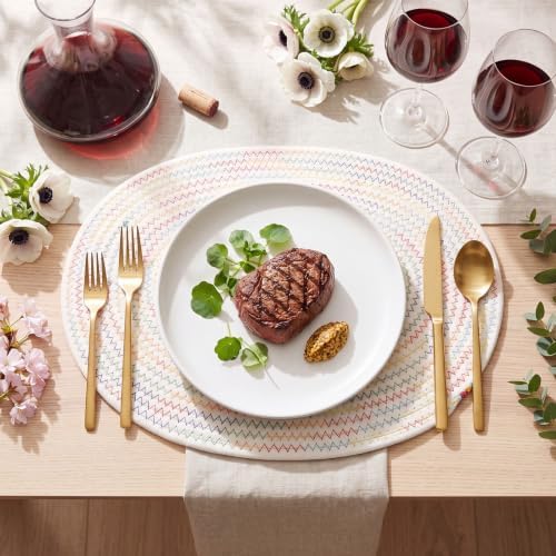 Oval Woven Placemats Set of 6, Cotton Rope 16x12 Inch, Colorful - Image 4