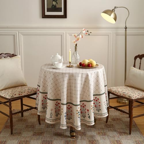 ISAENNE Designer French Round Elegant Tablecloth,Diameter 67" - Image 2
