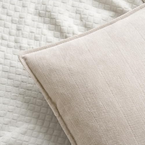 MIULEE Pack of 2 Cream Beige Euro Shams Chenille Pillow Covers 26x26 Inch - Image 4