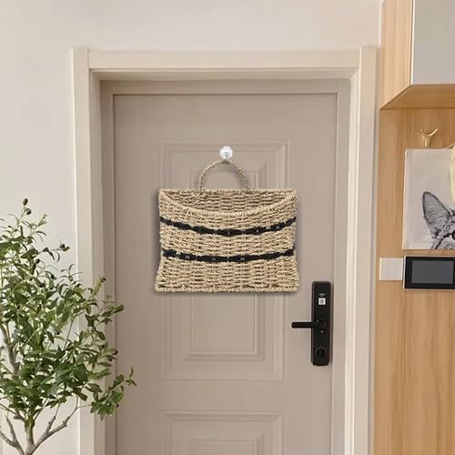 Rustic Seagrass Hanging Wall Basket for Front Door (Half-Moon) - Image 3