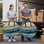 Abstract Ocean Round Storage Bag 36 Inch, Dark Blue Ripple Sunset Minimalist Art Clothes Storage Container with Handles Heavy Duty Organizer for Comforter, Bedding & Holiday Wreaths - Image 4
