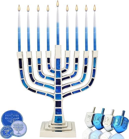 Dripless Deluxe Tapered Pastel, Blue and White Decorations, Hanukkah Menorah Candles for All 8 Nights of Chanukah (24-Pack) - Image 2