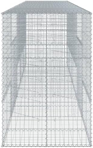 vidaXL Gabion Basket with Cover 196.9"x39.4"x59.1" Galvanized Iron - Image 6