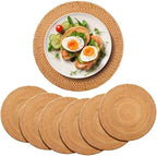 6 Pack Rattan Round Placemats, 13 Inch Woven Table Mats by Gandeer