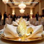 Gold Napkin Rings Set of 50, Bright Golden Leaf Napkins Rings Holders - Image 5