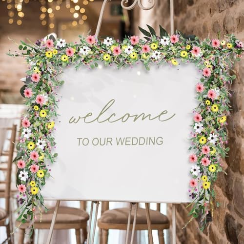 2Pcs 6.5 Ft Summer Flower Vine Garlands Artificial Wildflower Wisteria Lavender Daisy Spring Garland Not Withering Floral Wreath Garland All Year Round Home Decor for Indoor Outdoor Home Wedding Arch - Image 6