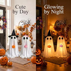 Halloween Decorations Indoor 2 Pack - Cute Light Up Spooky Ghost Outdoor Decor, Lighted Halloween Ghost with Witch Hat & Pumpkin for Table Mantal Entryway Fireplace Porch Party Home Yard Centerpiece - Image 6