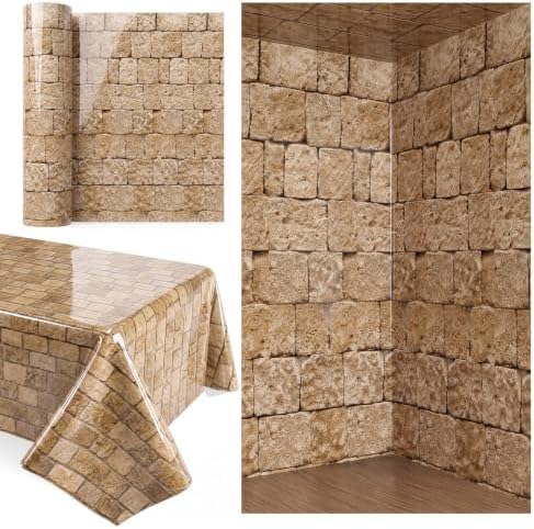Tegeme 100 Ft X 54 in Stone Backdrop Rock Tablecloth Roll, Brick Wall by Tegeme