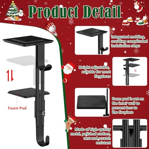 6Pcs Christmas Fireplace Stocking and Garland Hanger Fits 0.5-3.5" Mantle - Image 4