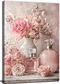 Pink Floral Canvas Wall Art Rose Flowers Plant painting Decor Picture Perfume Botanical Posters Prints for Living Room Dressing Preppy Apartment Valentine's Day Bedroom Corridor Home Decoration by JUZKNMCWallArtwelcomesyou