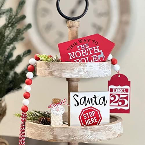 7 Pcs Christmas Themed Tiered Tray Decor Set, Christmas Themed Decor Bundle For Tier Tray, Christmas Tiered Tray Decorations, Seasonal Tier Tray Decor - Image 3